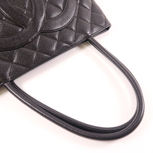 CHANEL Black Black Cowhide Leather Vintage Tote Bag Hand-Turned Bag Black Ca...