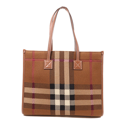 BURBERRY GHW Freya Tote Handbag ITTRESL44CA Canvas Brown
