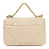 CHANEL CC C19 Small 2 Way Chain Shoulder Bag Calfskin Leather Beige