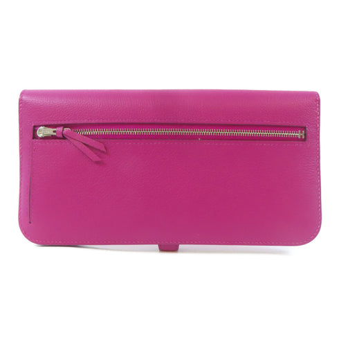 HERMES PHW Dogon Wallet Bifold Wallet Evercolor Leather Magenta Pink