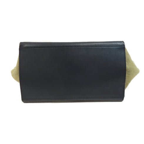 CELINE GHW Trapeze 2Way Shoulder Hand Bag Calfskin Leather Navy Blue/Beige