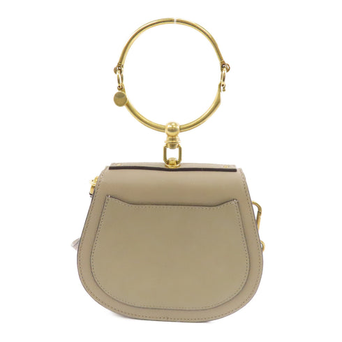 Chloe GHW Nile 2way Shoulder Bag Calfskin Leather Grey