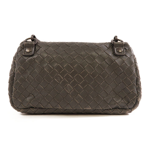 BOTTEGA VENETA Cowhide Leather Chain Shoulder Bag Shoulder Bag Gray Calfskin...