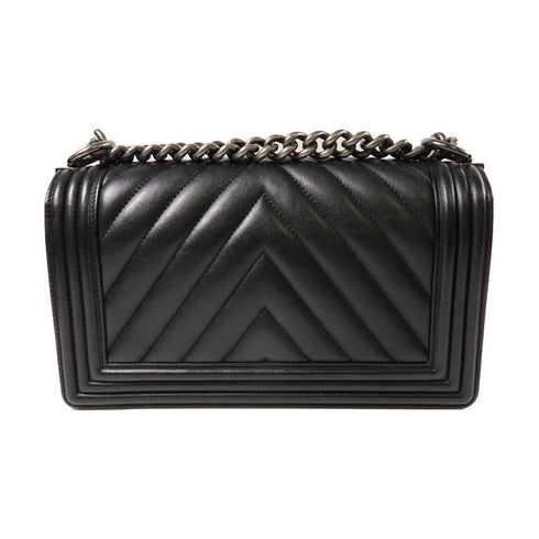 CHANEL CC SHW Boy Chanel 25 Chain Shoulder Bag A67086 Calfskin Leather Black