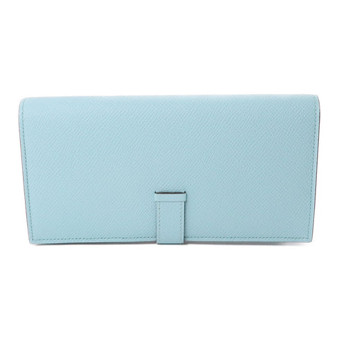 HERMES PHW Bearn Wallet Bleu Veau Epsom Leather Atoll Light Blue