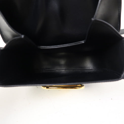 HERMES GHW Della Mini Shoulder Bag Calfskin Leather Black Noir