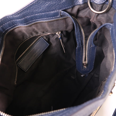 BALENCIAGA SHW City 2 Way Shoulder Bag Handbag Leather Navy