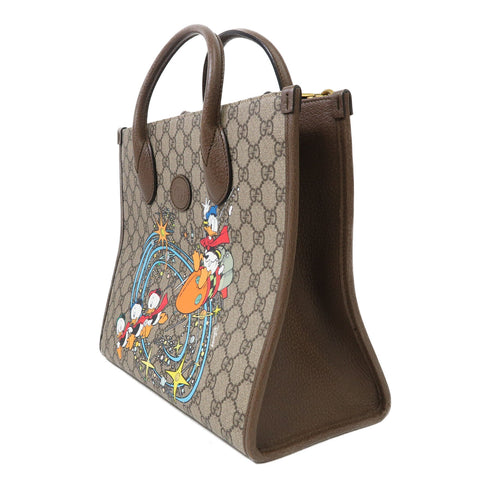 GUCCI GG GHW Disney GG Supreme 2 Way Bag Handbag 648134 Coated Canvas Beige