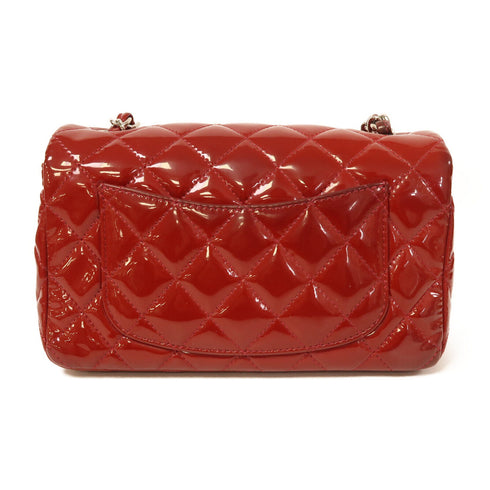 CHANEL CC GHW Classic 20 Chain Shoulder Bag Patent Leather Red