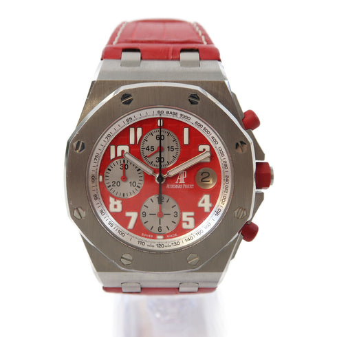 AUDEMARS PIGUET Royal Oak 42mm Automatic Watch Stainless Steel/Leather Red