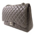 CHANEL CC SHW Maxi Classic Chain Shoulder Bag Calfskin Leather Gray Grey