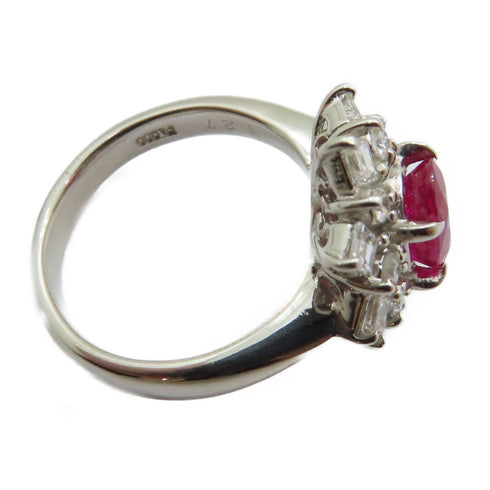 FINE JEWELRY 1.27ct Ruby 0.75ct Diamond Ring US#5.75 PT900 Platinum