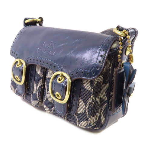 COACH GHW Shoulder Bag Crossbody Canvas Blue