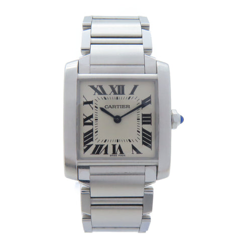 CARTIER Tank Francaise Quartz Watch WSTA0005 Stainless Steel White