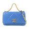 CHANEL Quilted CC GHW 19 WOC Wallet On Chain Shoulder AP0957 Lambskin Blue