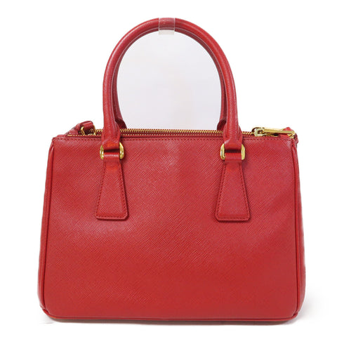 PRADA GHW Galleria Saffiano Bag 2 Way Shoulder Bag Calfskin Leather Red