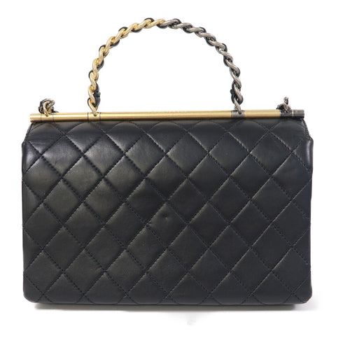 CHANEL Quilted CC GHW SHW 2 Way Shoulder Bag AS1755 Lambskin Leather Black