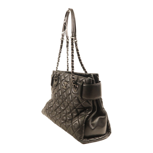 CHANEL CC SHW Chain Shoulder Bag Lambskin Leather Black