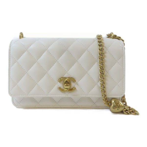 CHANEL Quilted CC GHW WOC Wallet On Chain Shoulder Crossbody Bag Calfskin White