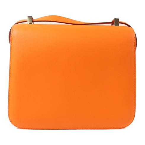 HERMES PHW Constance 24 Shoulder Bag Swift Leather Orange