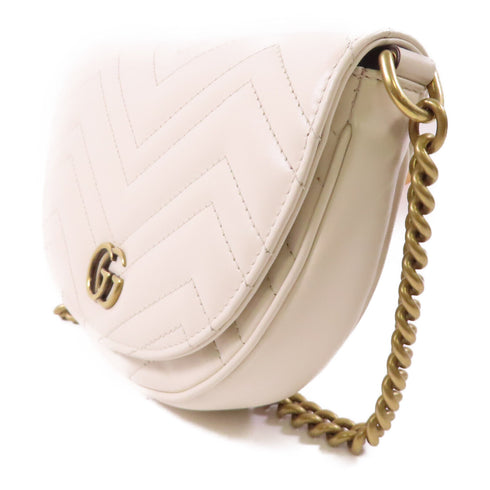 GUCCI GG GHW GG Marmont Chain Shoulder Bag 746431 Calfskin Leather White