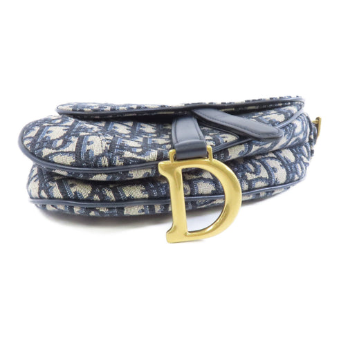 Christian Dior CD GHW Saddle Mini Handbag M0447 CTZQ Canvas Blue
