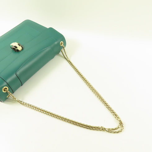 BVLGARI GHW Chain Shoulder Bag 35362 Calfskin Leather Green