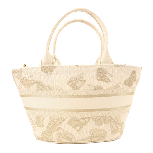 Christian Dior Hat Basket Gradient Butterflies 2 Way Bag Canvas White/Gold