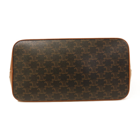 CELINE GHW Cabas Shoulder Bag Tote Bag 115072 Triomphe Canvas/Calfskin Brown