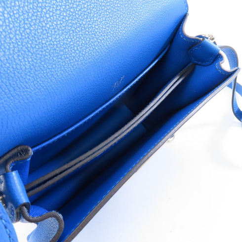 HERMES PHW Mini Roulis Shoulder Bag Evercolor Leather Bleu Zanzibar/Blue