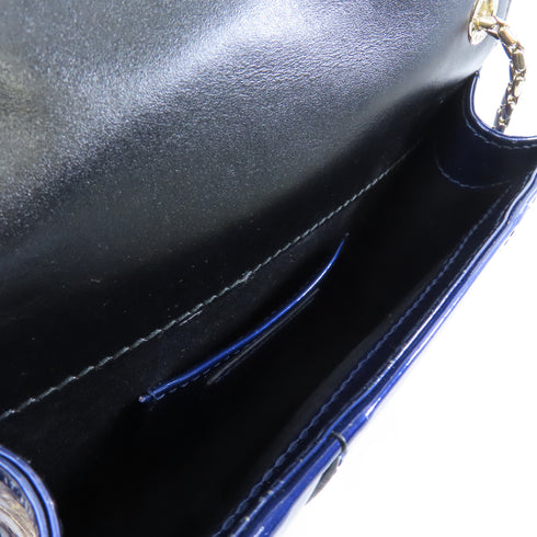 BVLGARI GHW Serpenti Forever Chain Shoulder Bag 281206/32745 Patent Leather Blue