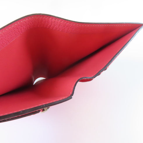 HERMES PHW Bearn Compact Bifold Wallet Chevre Leather Rose Azalee Pink