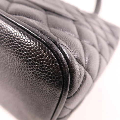 CHANEL Black Black Cowhide Leather Vintage Tote Bag Hand-Turned Bag Black Ca...