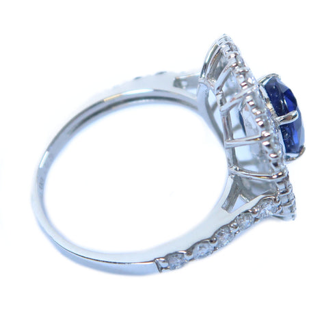 Fine Jewelry 2.03ct Sapphire 1.53ct Diamond Ring US#6 6.2g PT900 Platinum