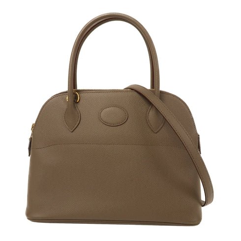 HERMES GHW Bolide 27 2 Way Shoulder Bag Handbag Epsom Leather Etain