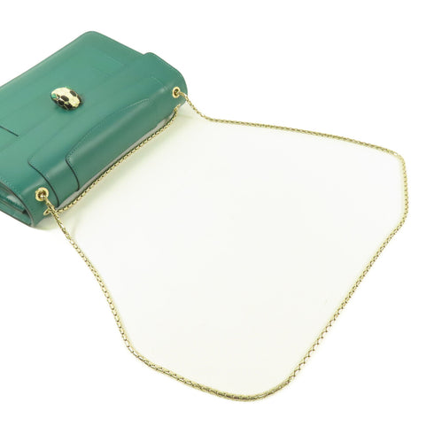 BVLGARI GHW Chain Shoulder Bag 35362 Calfskin Leather Green
