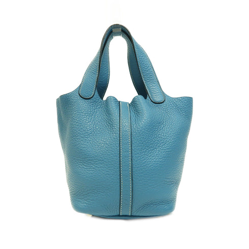 HERMES PHW Picotin Lock Handbag H056289CK Clemence Leather Blue