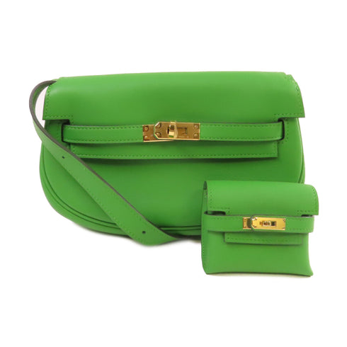 HERMES GHW Kelly Moove Shoulder Bag Crossbody Swift Leather A8 Vert Yucca Green