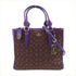 COACH GHW 2way Shoulder Bag Canvas Purple Brown