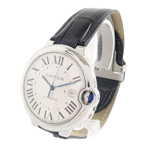 CARTIER Ballon Bleu Automatic Watch W69012Z4 Stainless Steel/Leather Silver