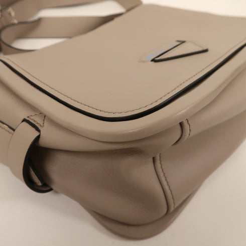 PRADA SHW Etiquette Bag Shoulder Bag 1BD123 Calfskin Leather Gray Grey