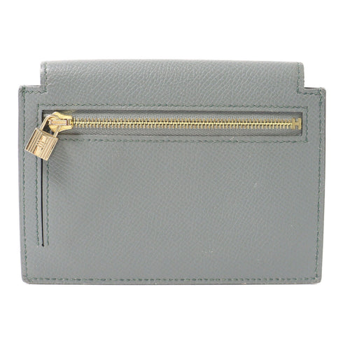 HERMES GHW Kelly Pocket Compact Epsom Leather Vert Amande/Green