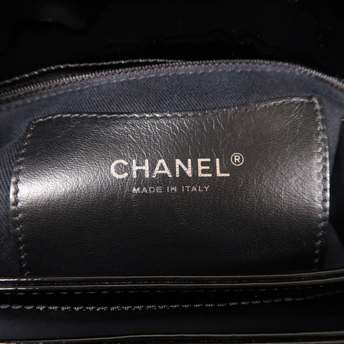 CHANEL CC SHW Chain Shoulder Bag Patent Leather Black