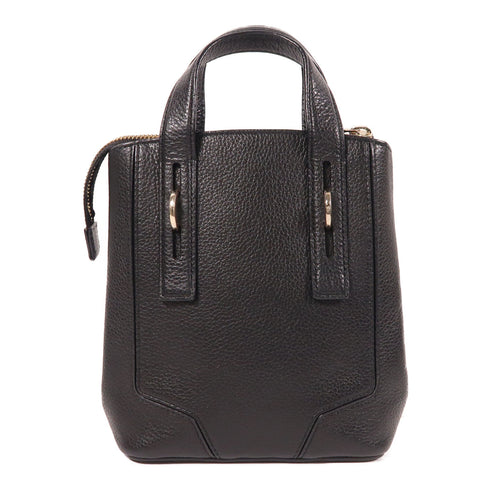 Furla GHW 2 Way Shoulder Bag Calfskin Leather Black