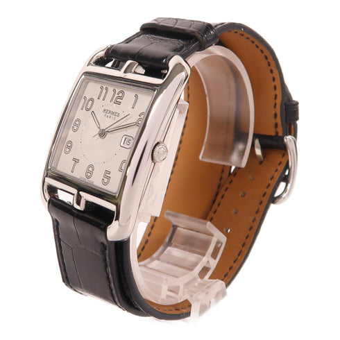 HERMES Cape Cod Quartz Watch CC2.710 Stainless Steel White