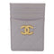 CHANEL CC GHW Card Case Calfskin Leather Grey