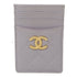 CHANEL CC GHW Card Case Calfskin Leather Grey
