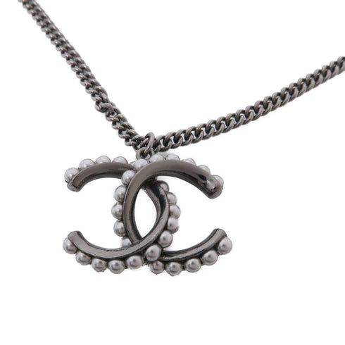CHANEL CC Necklace Accessories Metal PVC Gray Silver