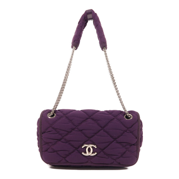 CHANEL CC SHW Chain Shoulder Bag Fabric Purpe