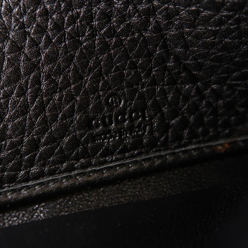 GUCCI GG GHW Long Wallet 257018 Bamboo/Calfskin Leather Black
